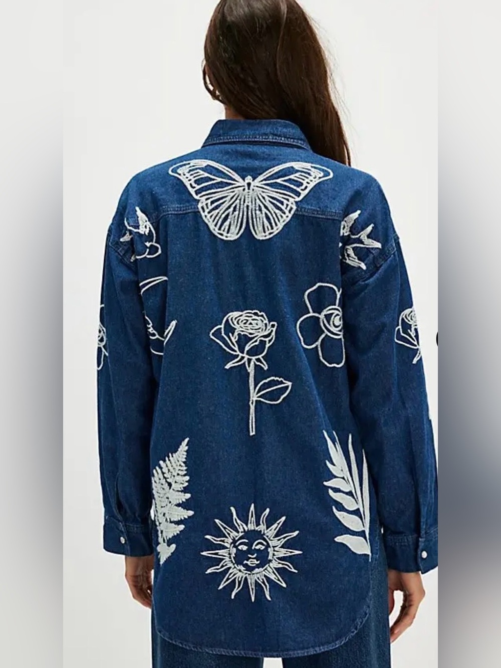 Free People x Denim and Bone embroidered denim shirt - Picture 2 of 7